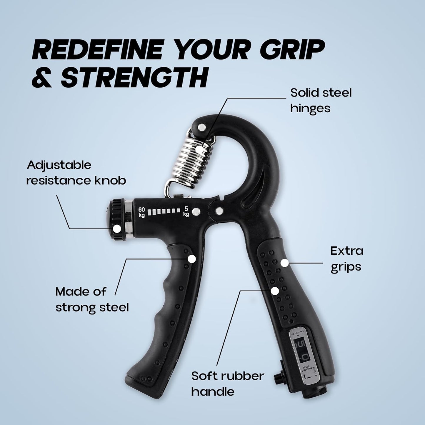 Konex جهاز تقوية قبضة اليد القابل للتعديل للرجال والنساء | جهاز تمارين اليد للتمارين المنزلية والرياضية