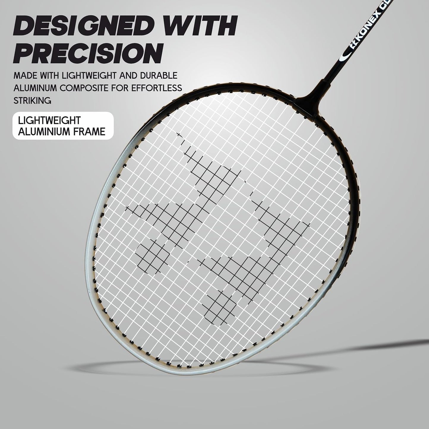 مضرب تنس الريشة Konex خفيف الوزن مصنوع من الألومنيوم المركب مع غطاء مجاني | للمبتدئين واللاعبين المتوسطين (عبوة من 2)