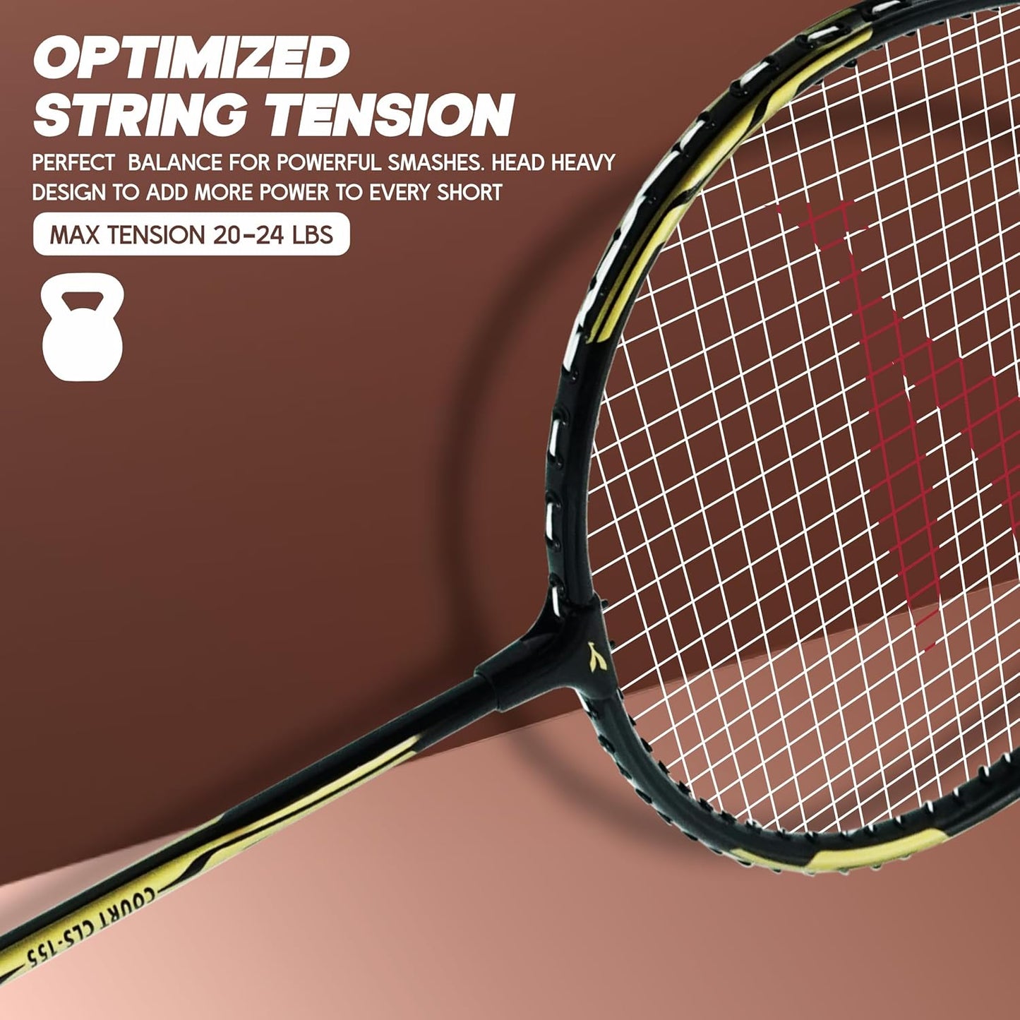 مضارب كرة الريشة Konex مع غطاء كامل، عبوة من 2 قطعة