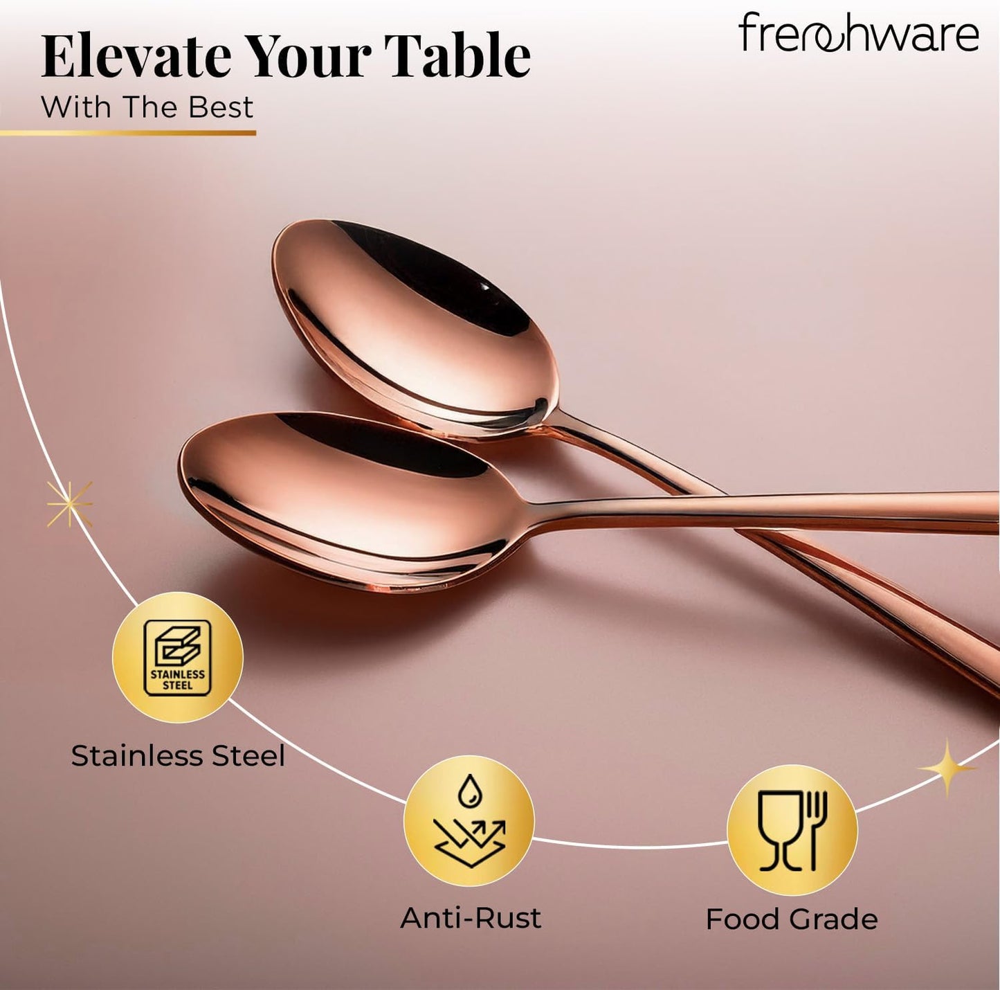 أدوات مائدة Frenchware (مجموعة من 6 ملاعق من الفولاذ المقاوم للصدأ)، آمنة 100% على الطعام، غير سامة، مقاومة للصدأ، آمنة للغسل في غسالة الأطباق، مجموعة هدايا مثالية لجميع المناسبات