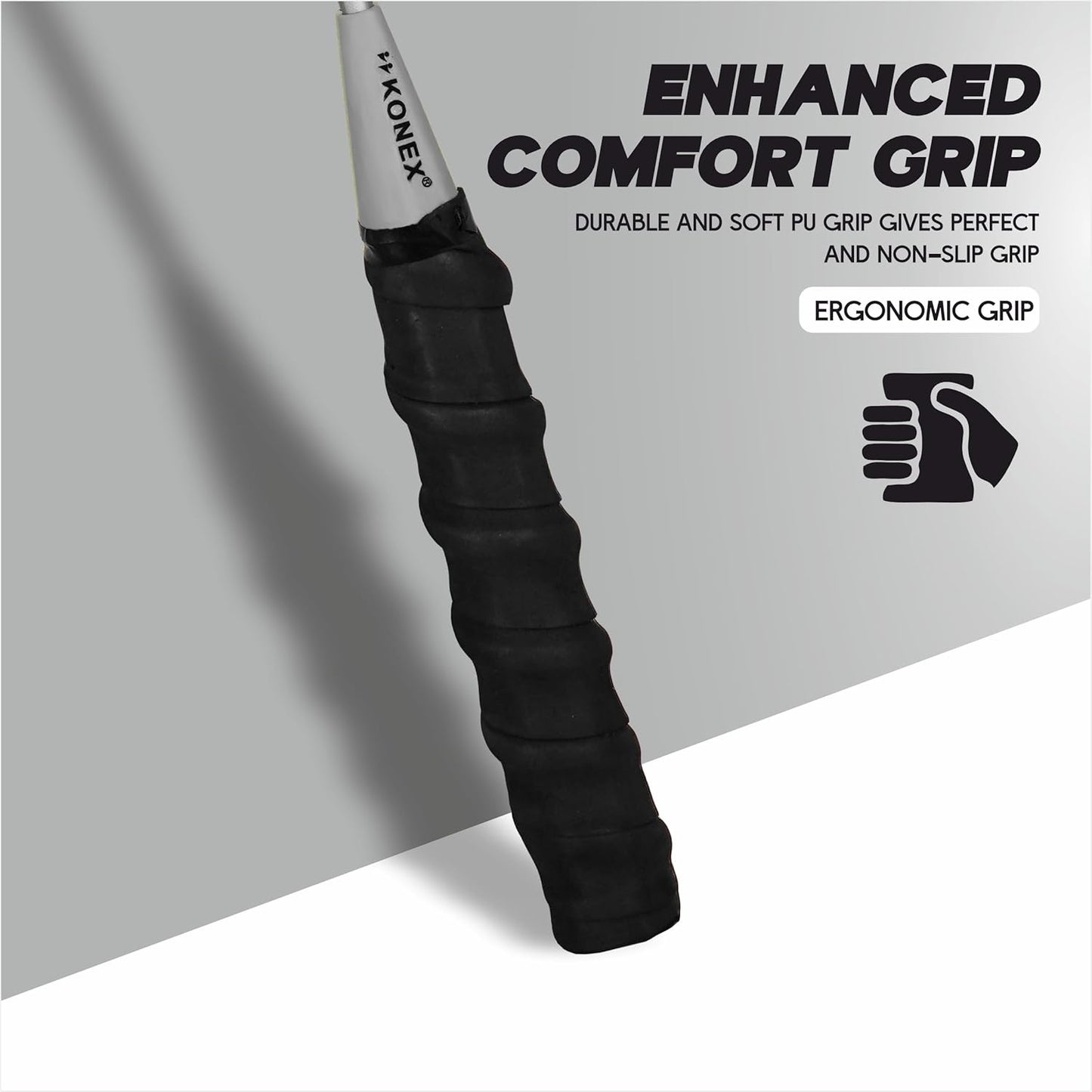 مضرب تنس الريشة Konex خفيف الوزن مصنوع من الألومنيوم المركب مع غطاء مجاني | للمبتدئين واللاعبين المتوسطين (عبوة من 2)