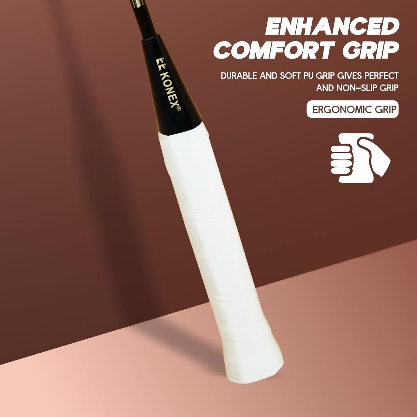 مضارب كرة الريشة Konex مع غطاء كامل، عبوة من 2 قطعة