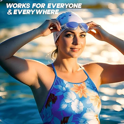 نظارات سباحة KONEX المضادة للضباب والحماية من الأشعة فوق البنفسجية للرجال والنساء | رؤية واسعة الزاوية مع راحة سيليكون وحزام قابل للتعديل | مثالية للبالغين والأطفال