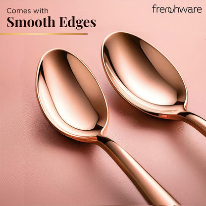 أدوات مائدة Frenchware (مجموعة من 6 ملاعق من الفولاذ المقاوم للصدأ)، آمنة 100% على الطعام، غير سامة، مقاومة للصدأ، آمنة للغسل في غسالة الأطباق، مجموعة هدايا مثالية لجميع المناسبات