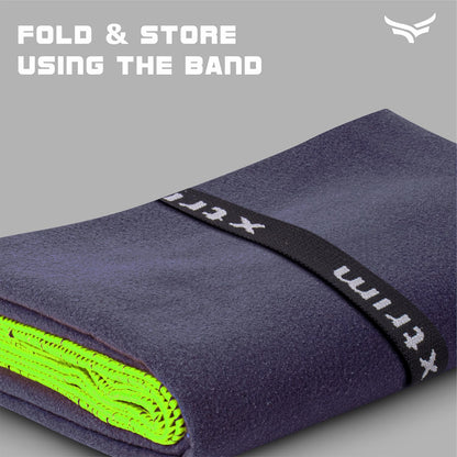 منشفة XTRIM من الألياف الدقيقة لمنشفة الحمام، منشفة الصالة الرياضية، المنتجع الصحي، السباحة، قماش، سريعة الجفاف، فائقة الامتصاص، خفيفة الوزن، خالية من النسالة، قابلة لإعادة الاستخدام، مقاومة للروائح (أزرق داكن)