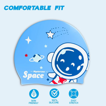 قبعة سباحة مقاومة للماء من Konex للرجال والنساء والفتيان والفتيات | سيليكون | مقاس واحد يناسب الجميع | لا تسحب الشعر | تمنع التلف الكيميائي