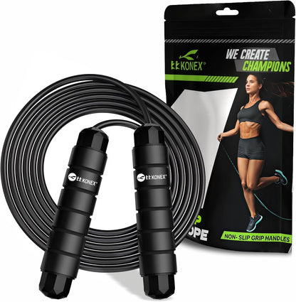 حبل القفز Konex للرجال والنساء حبل قفز قابل للتعديل، حبل تمرين للتمارين الرياضية