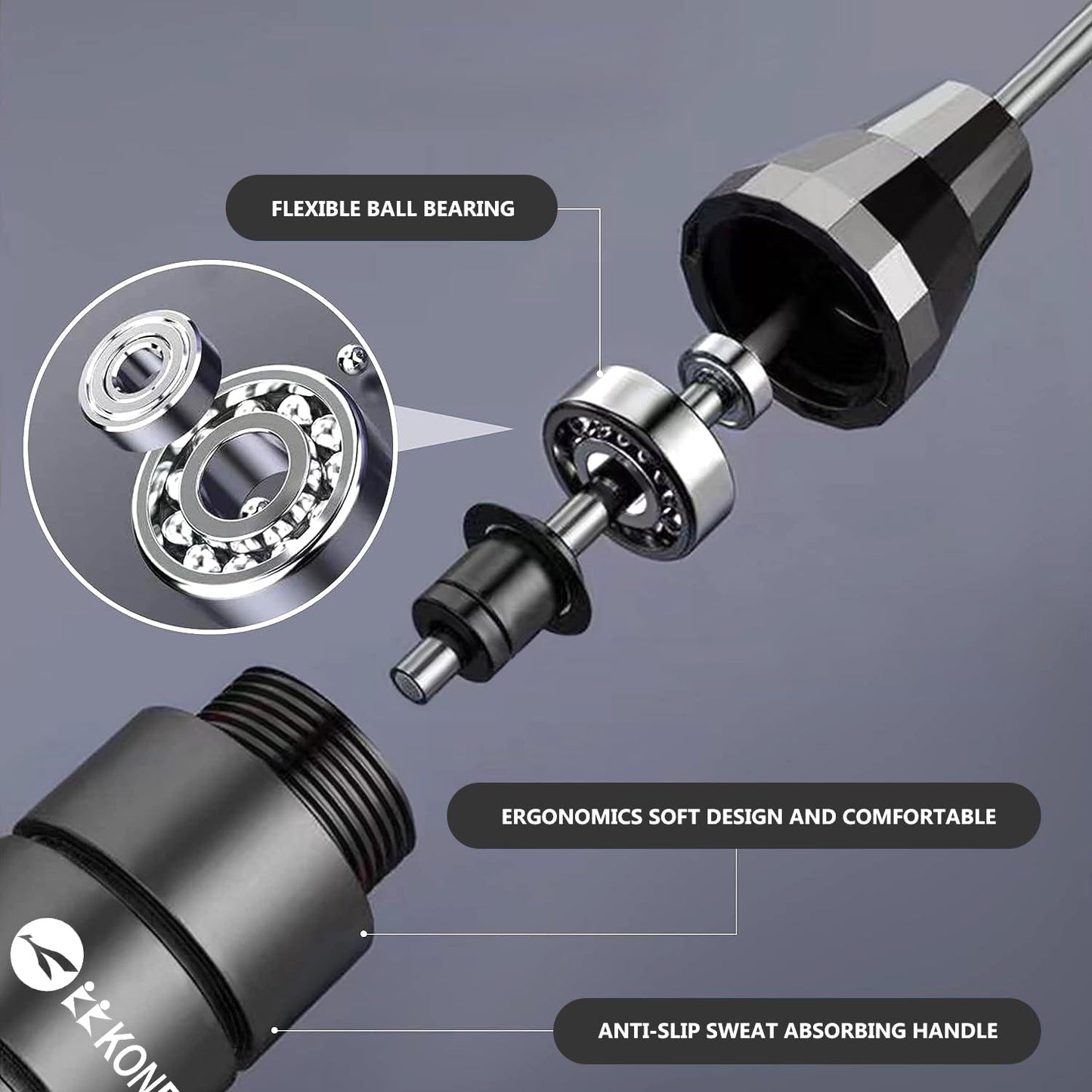 حبل القفز Konex للرجال والنساء حبل قفز قابل للتعديل، حبل تمرين للتمارين الرياضية