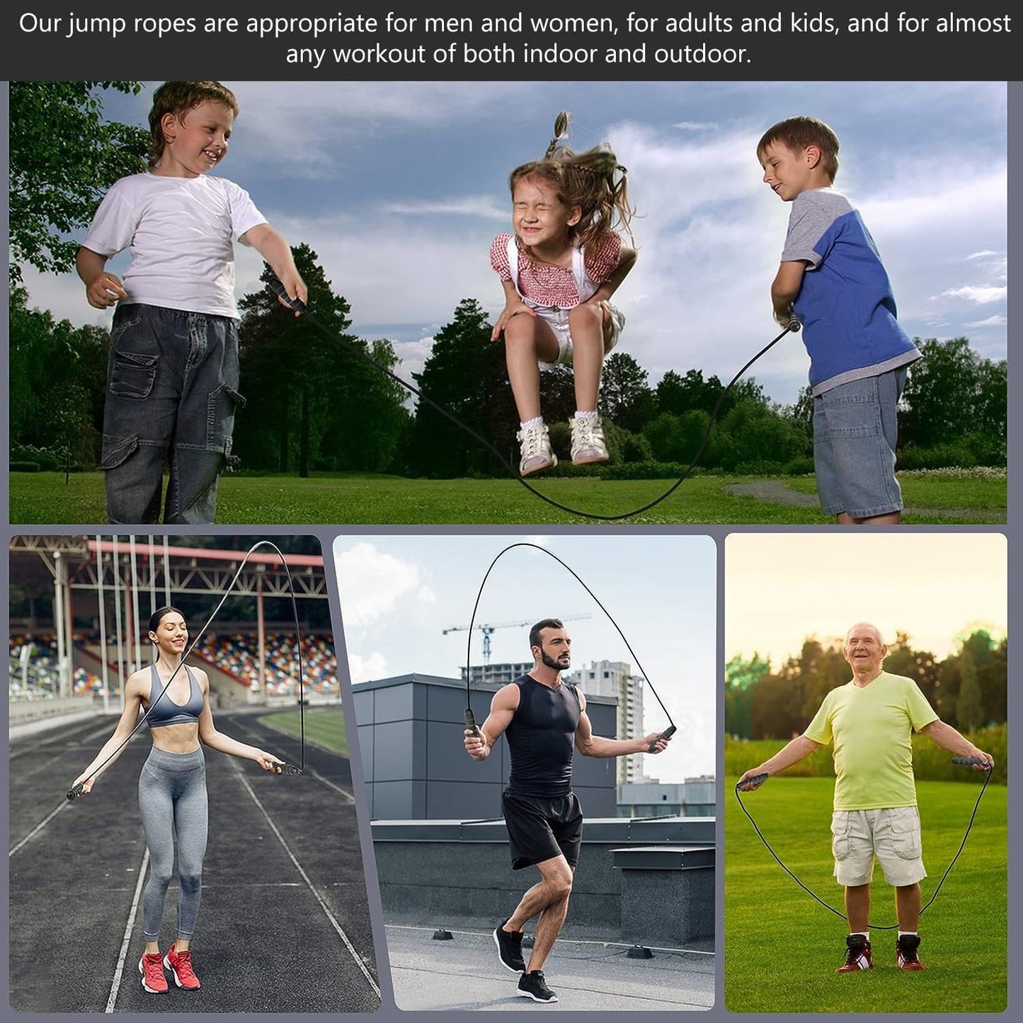 حبل القفز Konex للرجال والنساء حبل قفز قابل للتعديل، حبل تمرين للتمارين الرياضية