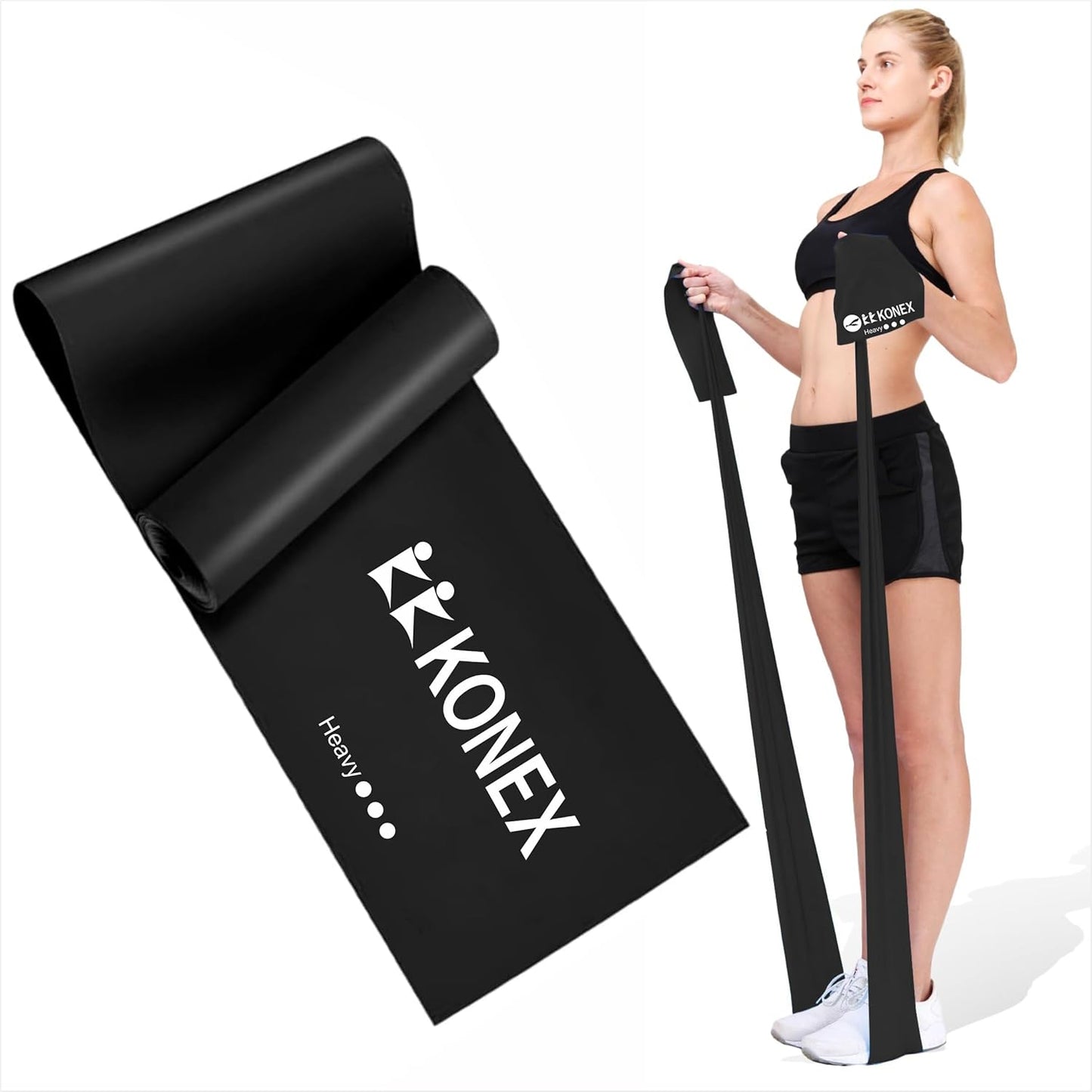 شريط مقاومة من اللاتكس الطبيعي Konex | متين وقابل للتمدد | مثالي لليوغا والبيلاتس وتدريبات الجسم بالكامل وتقوية العضلات ورفع الأثقال والتمدد وتقوية الجسم