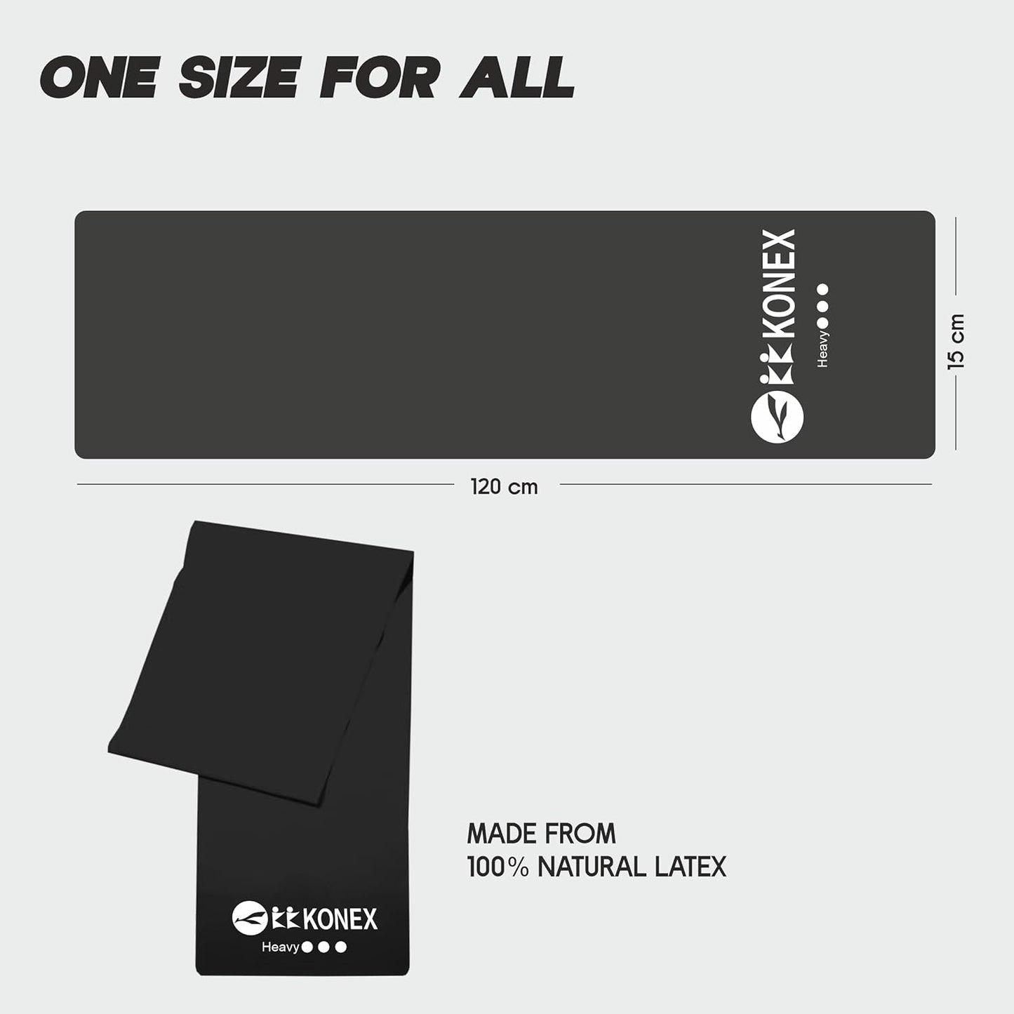 شريط مقاومة من اللاتكس الطبيعي Konex | متين وقابل للتمدد | مثالي لليوغا والبيلاتس وتدريبات الجسم بالكامل وتقوية العضلات ورفع الأثقال والتمدد وتقوية الجسم