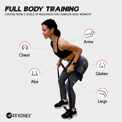 شريط مقاومة من اللاتكس الطبيعي Konex | متين وقابل للتمدد | مثالي لليوغا والبيلاتس وتدريبات الجسم بالكامل وتقوية العضلات ورفع الأثقال والتمدد وتقوية الجسم