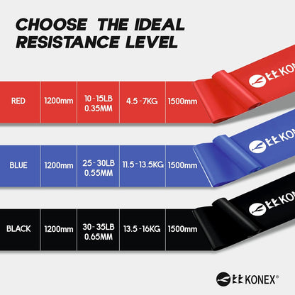 شريط مقاومة من اللاتكس الطبيعي Konex | متين وقابل للتمدد | مثالي لليوغا والبيلاتس وتدريبات الجسم بالكامل وتقوية العضلات ورفع الأثقال والتمدد وتقوية الجسم