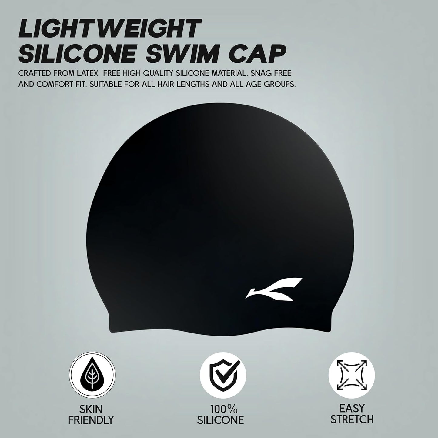 قبعة سباحة مقاومة للماء من Konex للرجال والنساء والفتيان والفتيات | سيليكون | مقاس واحد يناسب الجميع | لا تسحب الشعر | تمنع التلف الكيميائي