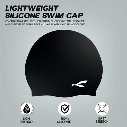 قبعة سباحة مقاومة للماء من Konex للرجال والنساء والفتيان والفتيات | سيليكون | مقاس واحد يناسب الجميع | لا تسحب الشعر | تمنع التلف الكيميائي