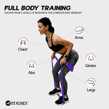 شريط مقاومة من اللاتكس الطبيعي Konex | متين وقابل للتمدد | مثالي لليوغا والبيلاتس وتدريبات الجسم بالكامل وتقوية العضلات ورفع الأثقال والتمدد وتقوية الجسم