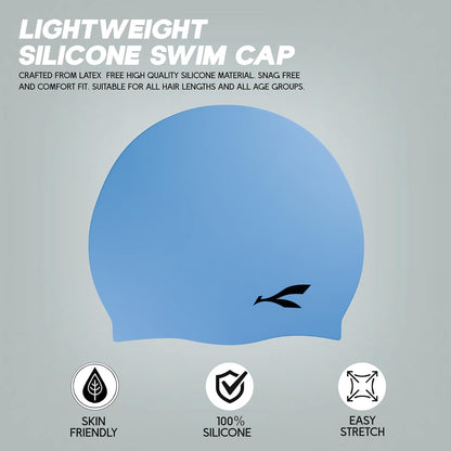 قبعة سباحة مقاومة للماء من Konex للرجال والنساء والفتيان والفتيات | سيليكون | مقاس واحد يناسب الجميع | لا تسحب الشعر | تمنع التلف الكيميائي