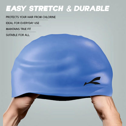 قبعة سباحة مقاومة للماء من Konex للرجال والنساء والفتيان والفتيات | سيليكون | مقاس واحد يناسب الجميع | لا تسحب الشعر | تمنع التلف الكيميائي