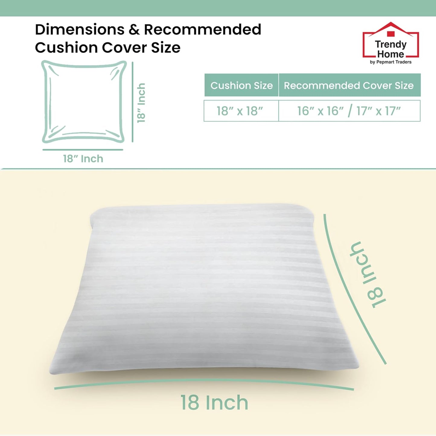 مجموعة من 2 وسائد زخرفية مضادة للحساسية من Trendy Home للاستخدام المنزلي والمكتبي، حشوة/حشوة وسائد زخرفية (بيضاء، بوليستر)