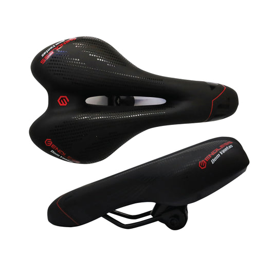 Endless EL1045 مقعد دراجة أنيق مع شريط أمان عاكس باللون الأحمر | مقعد إسفنجي عالمي مع سرج دراجة قابل للتنفس وممتص للصدمات ومقاوم للماء لجميع أنواع الدراجات | اللون: أسود | الخامة: بولي يوريثين