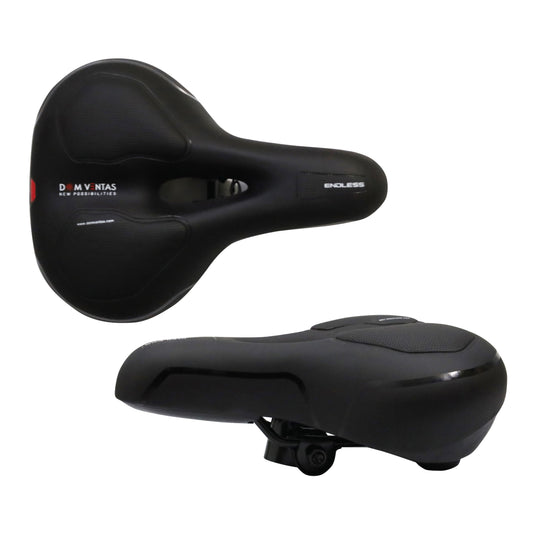 Endless EL1047 Wide Bike Seat with Red Reflective Safety Stripe, Black, Material: Polyurethane | Universal Sponge Seat with Breathable, Shock Absorbing and Waterproof Bike Saddle for All Bikes