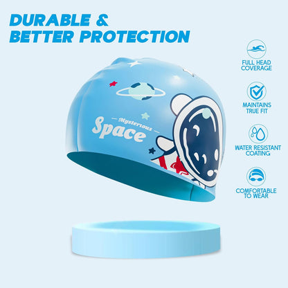 قبعة سباحة مقاومة للماء من Konex للرجال والنساء والفتيان والفتيات | سيليكون | مقاس واحد يناسب الجميع | لا تسحب الشعر | تمنع التلف الكيميائي