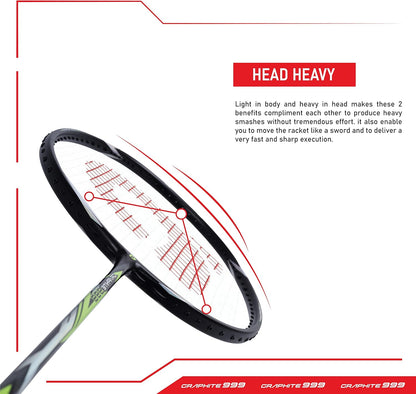 Apacs Graphite 999 (جرافيت ياباني، 30 رطل) فائق القوة | عالي المتانة | مضرب كرة الريشة الاحترافي غير الموتر