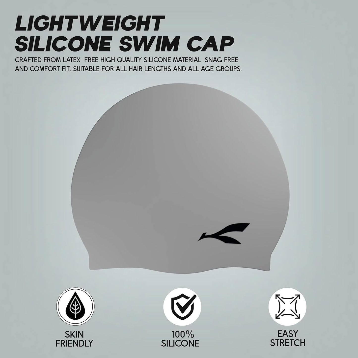 قبعة سباحة مقاومة للماء من Konex للرجال والنساء والفتيان والفتيات | سيليكون | مقاس واحد يناسب الجميع | لا تسحب الشعر | تمنع التلف الكيميائي