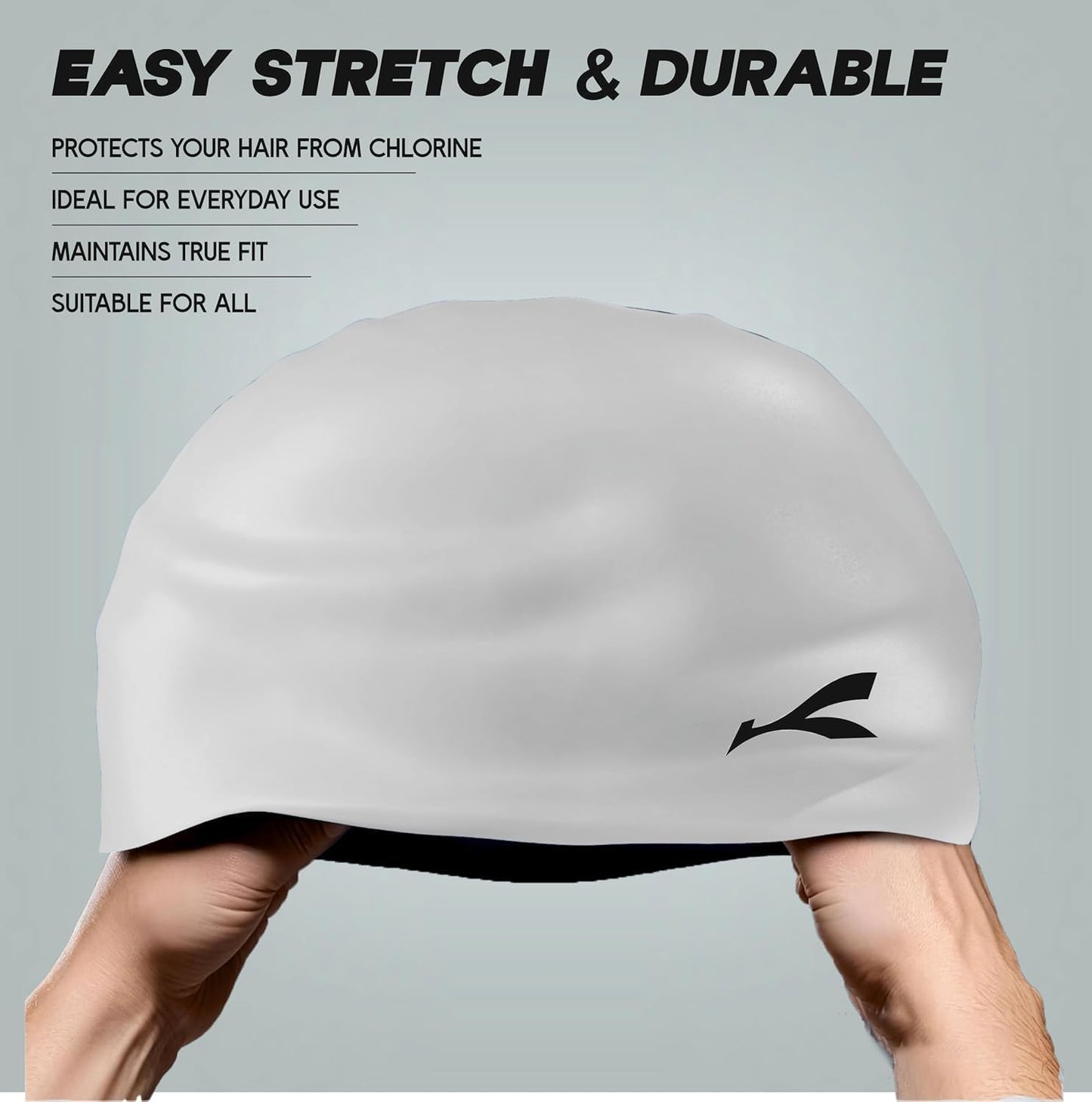قبعة سباحة مقاومة للماء من Konex للرجال والنساء والفتيان والفتيات | سيليكون | مقاس واحد يناسب الجميع | لا تسحب الشعر | تمنع التلف الكيميائي
