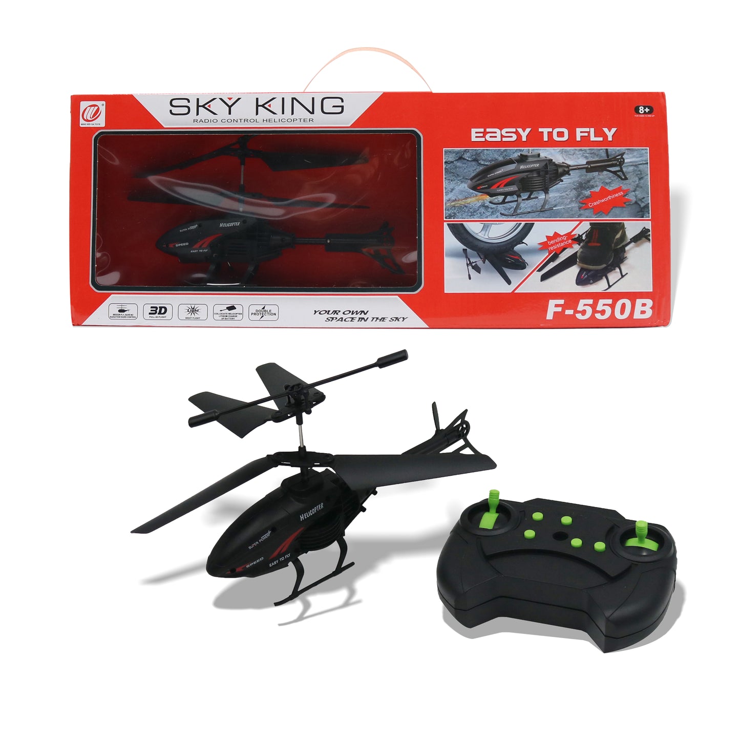 Funfy لعبة طائرة هليكوبتر جديدة وعصرية ومبتكرة تعمل بالتحكم عن بُعد | أسود | المقاس: ٤ بوصات | بلاستيك ABS | محمولة، خفيفة الوزن، تصميم مناسب للأطفال، مثالية كهدية عيد ميلاد | للأطفال