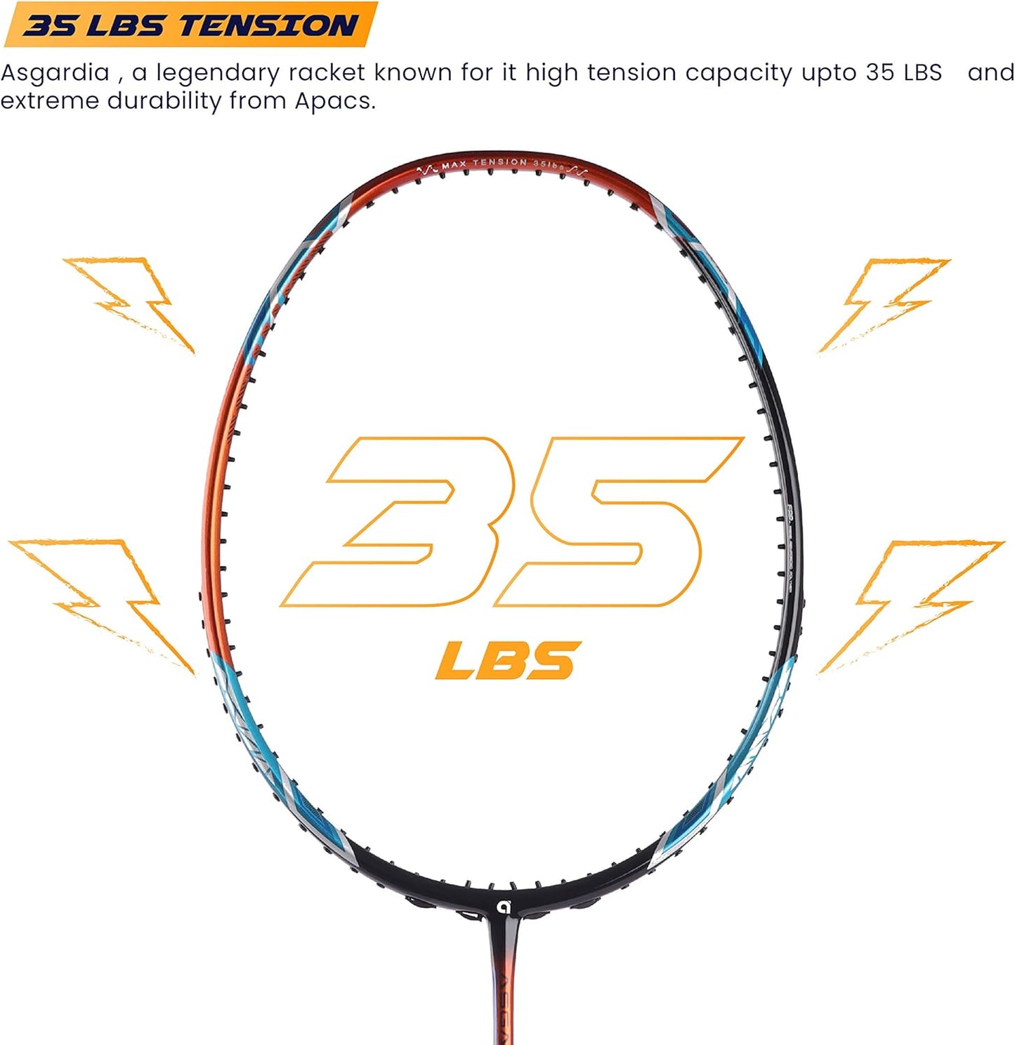 Apacs Asgardia Control (73 جرامًا خفيفة الوزن للغاية) صنعت في فيتنام | مضرب تنس الريشة الياباني المصنوع من الجرافيت بدون أوتار مع غطاء كامل | G2-4 1/8 بوصة