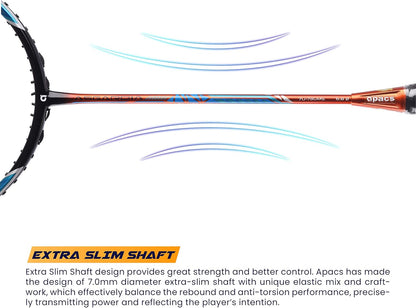 Apacs Asgardia Control (73 جرامًا خفيفة الوزن للغاية) صنعت في فيتنام | مضرب تنس الريشة الياباني المصنوع من الجرافيت بدون أوتار مع غطاء كامل | G2-4 1/8 بوصة