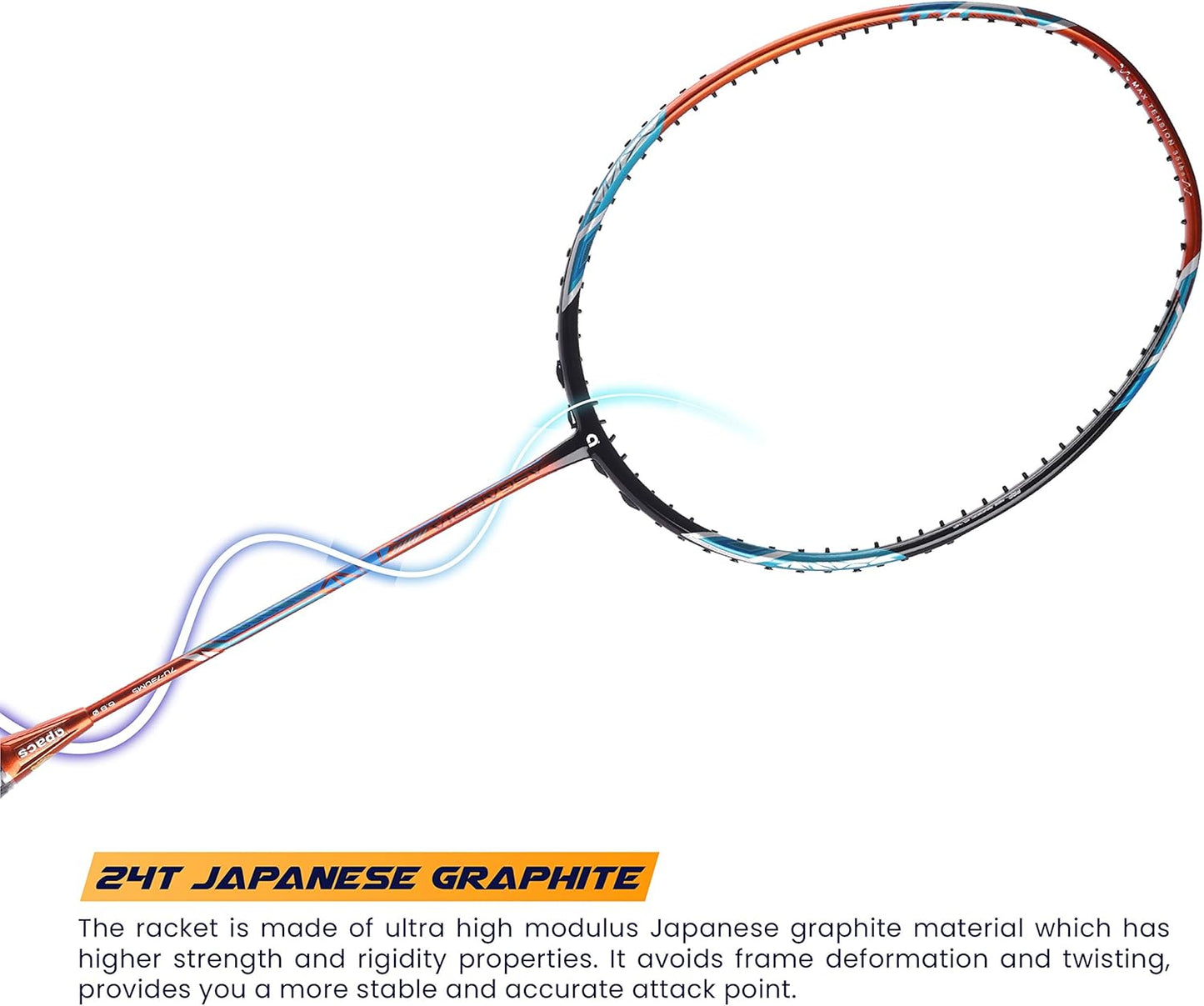 Apacs Asgardia Control (73 جرامًا خفيفة الوزن للغاية) صنعت في فيتنام | مضرب تنس الريشة الياباني المصنوع من الجرافيت بدون أوتار مع غطاء كامل | G2-4 1/8 بوصة