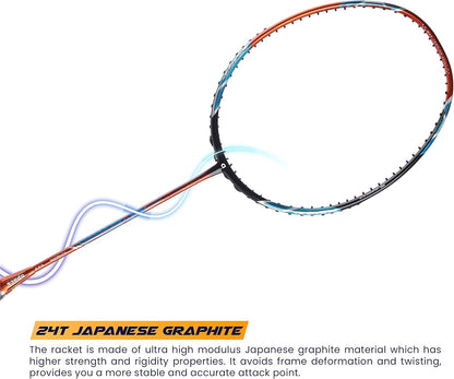 Apacs Asgardia Control (73 جرامًا خفيفة الوزن للغاية) صنعت في فيتنام | مضرب تنس الريشة الياباني المصنوع من الجرافيت بدون أوتار مع غطاء كامل | G2-4 1/8 بوصة