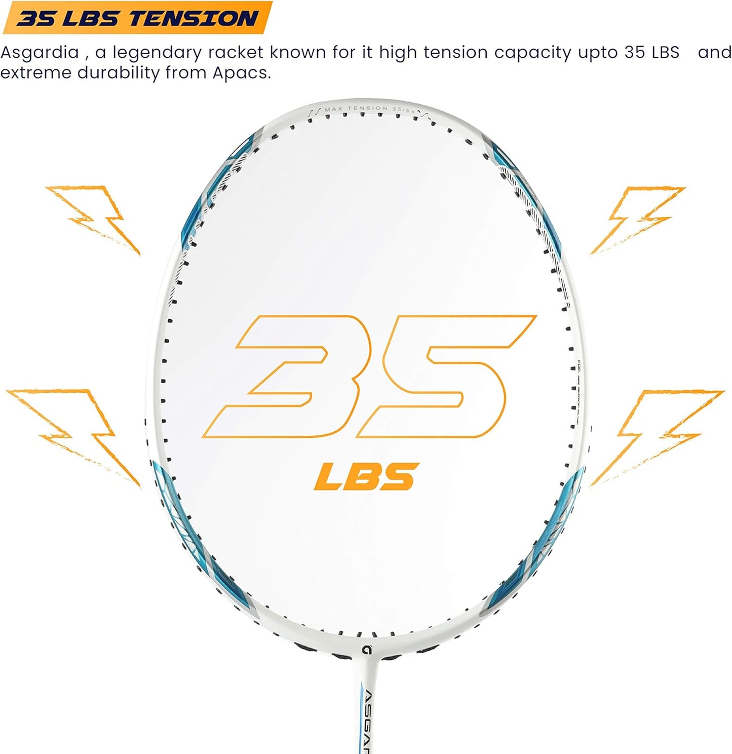 Apacs Asgardia Control (73 جرامًا خفيفة الوزن للغاية) صنعت في فيتنام | مضرب تنس الريشة الياباني المصنوع من الجرافيت بدون أوتار مع غطاء كامل | G2-4 1/8 بوصة