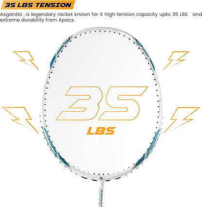 Apacs Asgardia Control (73 جرامًا خفيفة الوزن للغاية) صنعت في فيتنام | مضرب تنس الريشة الياباني المصنوع من الجرافيت بدون أوتار مع غطاء كامل | G2-4 1/8 بوصة