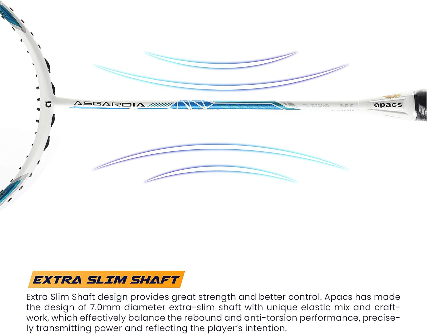 Apacs Asgardia Control (73 جرامًا خفيفة الوزن للغاية) صنعت في فيتنام | مضرب تنس الريشة الياباني المصنوع من الجرافيت بدون أوتار مع غطاء كامل | G2-4 1/8 بوصة