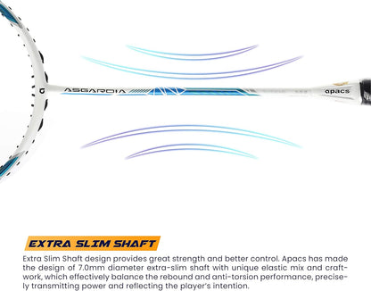 Apacs Asgardia Control (73 جرامًا خفيفة الوزن للغاية) صنعت في فيتنام | مضرب تنس الريشة الياباني المصنوع من الجرافيت بدون أوتار مع غطاء كامل | G2-4 1/8 بوصة