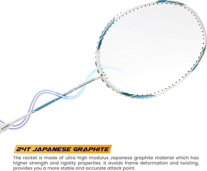 Apacs Asgardia Control (73 جرامًا خفيفة الوزن للغاية) صنعت في فيتنام | مضرب تنس الريشة الياباني المصنوع من الجرافيت بدون أوتار مع غطاء كامل | G2-4 1/8 بوصة