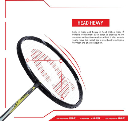 Apacs Graphite 999 (جرافيت ياباني، 30 رطل) فائق القوة | عالي المتانة | مضرب كرة الريشة الاحترافي غير الموتر